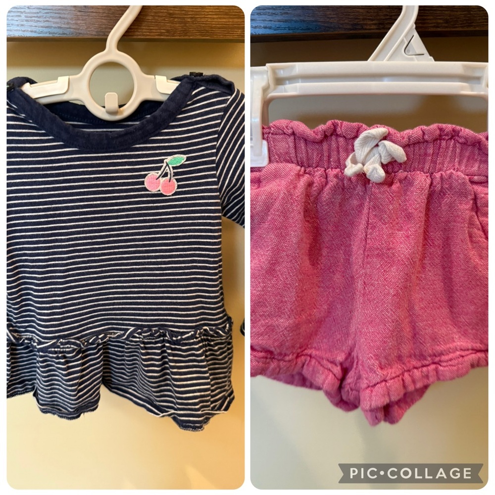 Carter's Old Navy Toddler Girl Ruffle Shirt and Pink Shorts Outfit